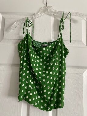 Reformation Tie-Shoulder Flower Print Top